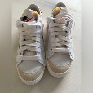 Nike White and Beige Low-Top Sneakers